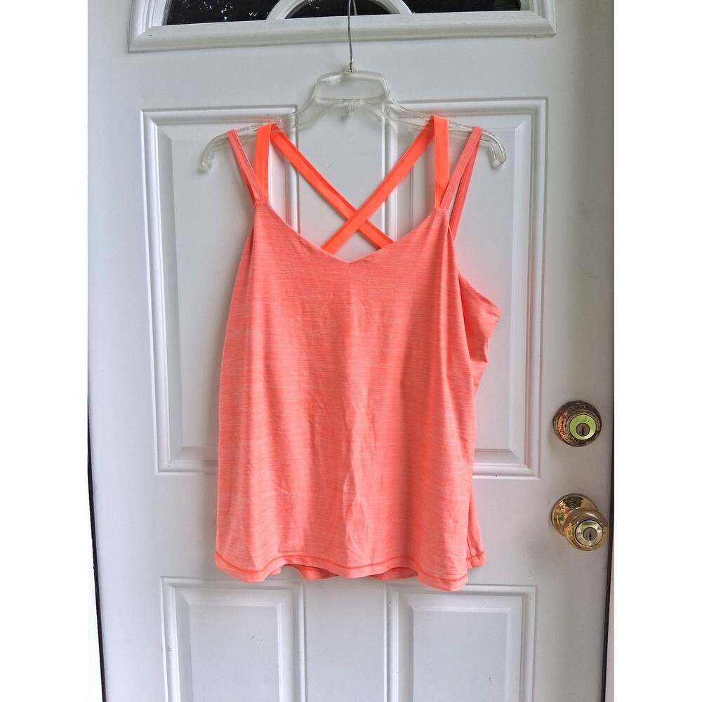 302 Tank Top Women's Coral Orange Athletic Criss-Cross Straps XL Danskin Now